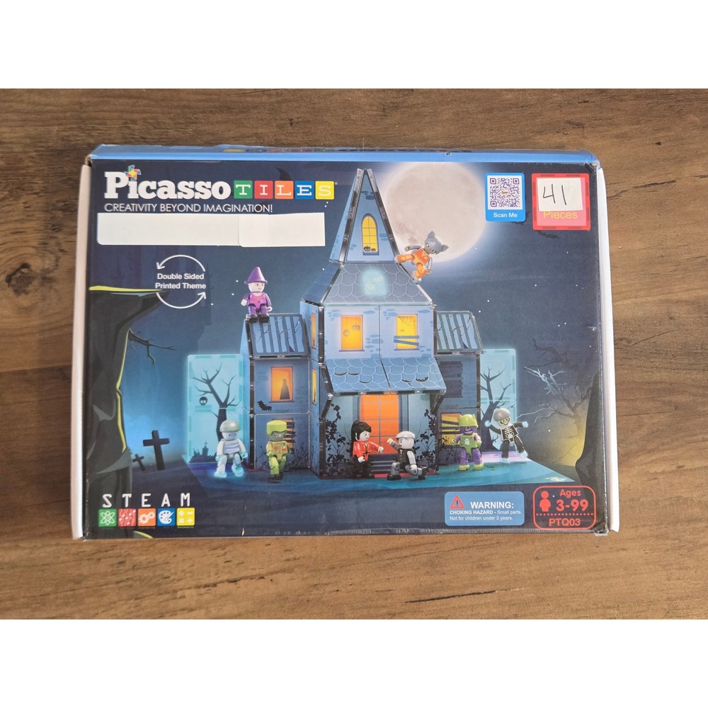 PicassoTiles Haunted House 41 Piece Magnetic Building Set Halloween Theme READ